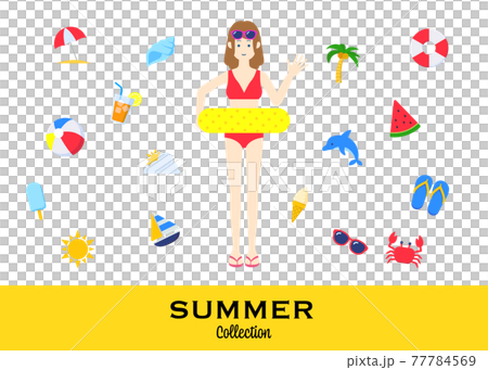 夏天和女人的插圖 夏天和女人的插圖 77784569