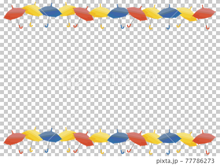 カラフルな傘のフレーム 横のイラスト素材