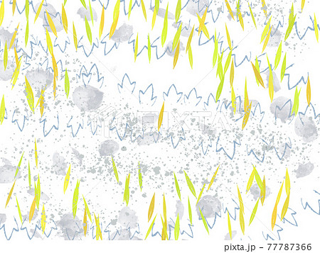 黄色 イエロー グレイ グレー 花 花びら 植物 自然 風景 散る ナチュラル絵具 手書き サムネイ 77787366