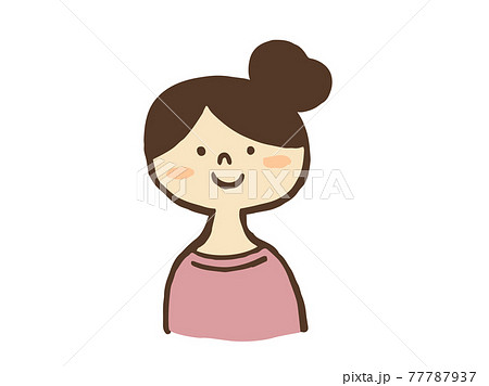 かわいい人物 女性 ママ ファミリー/手書きイラスト素材 かわいい人物 女性 ママ ファミリー/手書きイラスト素材 77787937