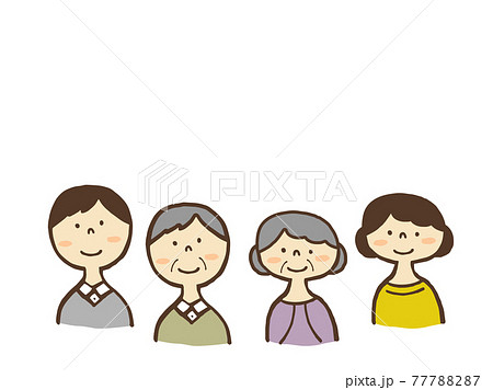 かわいい人物 4人家族 2世代 ファミリー 手書きイラスト素材のイラスト素材 7777