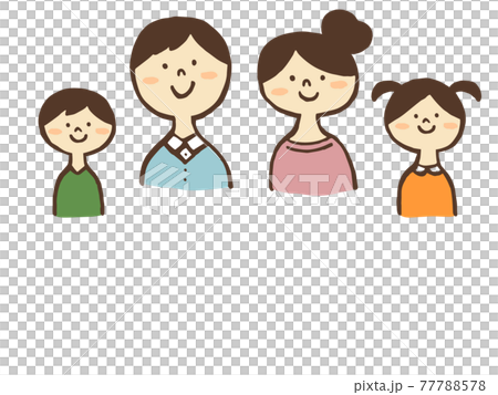 かわいい人物 親子 2世代 ファミリー 手書きイラスト素材のイラスト素材