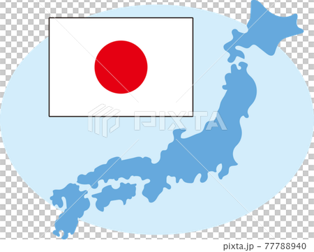 Japan flag and map of Japan 77788940