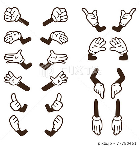 白い手袋をはめた手のイラストセットのイラスト素材