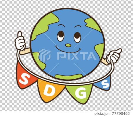 帶有可持續發展目標旗幟的微笑地球的插圖 77790463