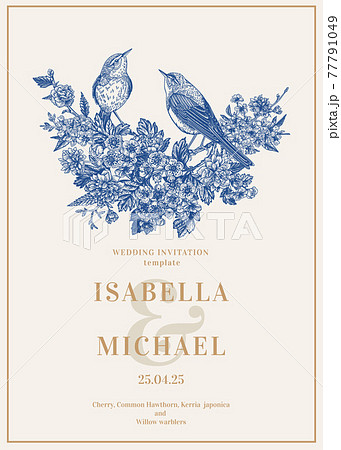 Invitation with birds and flowers. Invitation with birds and flowers. 77791049