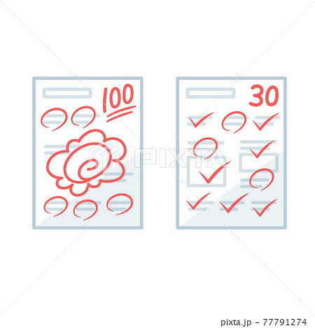 100点と赤点のテストのイラスト素材