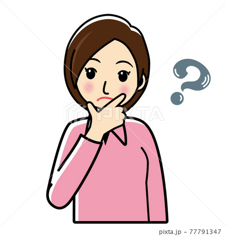 イラスト素材 疑問戸惑いを感じる若いの女性のイラスト ブラウスのイラスト素材