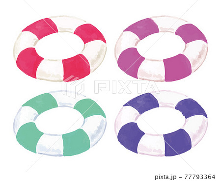 うきわの水彩イラストのイラスト素材