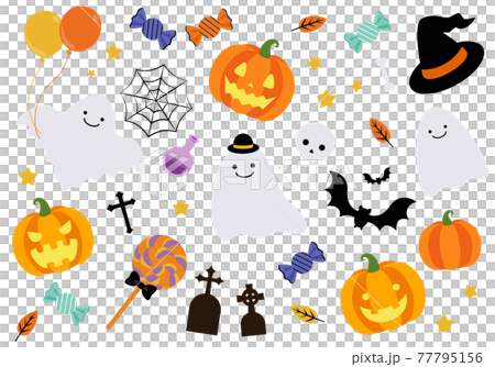 おしゃれでかわいいハロウィンのアイコンのベクターイラストセットのイラスト素材 おしゃれでかわいいハロウィンのアイコンのベクターイラストセットのイラスト素材