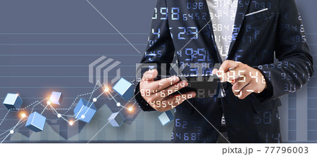 Businessman with stock market Businessman with stock market 77796003