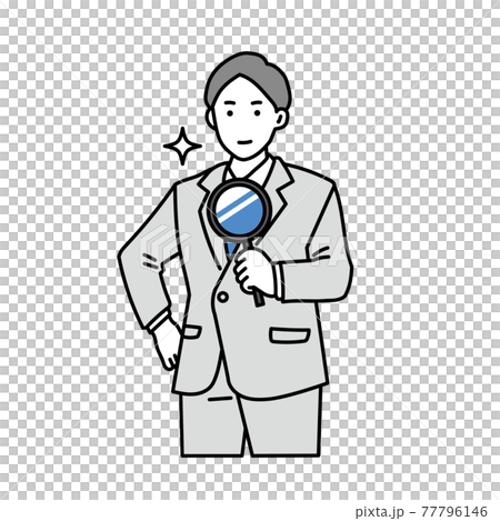 男性ビジネスパーソン 虫眼鏡 男性ビジネスパーソン 虫眼鏡 77796146