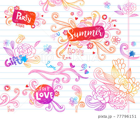 Sketch of Floral doodles Sketch of Floral doodles 77796151