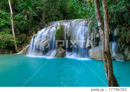 Waterfall level 2, Erawan National Park, Kanchanaburi, Thailand 77796763