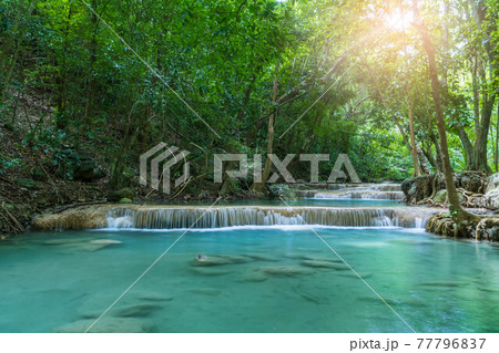 Waterfall level 1, Erawan National Park, Kanchanaburi, Thailand 77796837