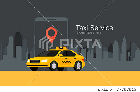 Taxi service vector cab app design flyer. Taxi mobile illustration car concept banner 77797915