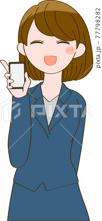 スマホを持つスーツの女性 にっこり笑顔のイラスト素材 7779 スマホを持つスーツの女性 にっこり笑顔のイラスト素材 7779