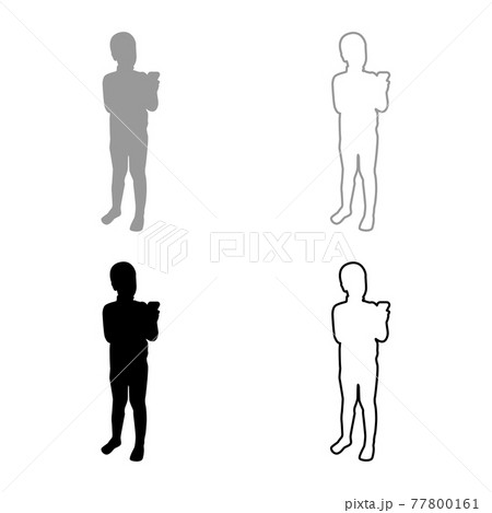 Boy holding smartphone phone Playing tablet Male  77800161