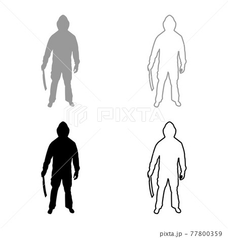 Man with sword machete Cold weapons in hand  77800359