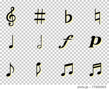 音楽 音符 記号 黒色 黄色 アイコン セット 音楽 音符 記号 黒色 黄色 アイコン セット 77800905