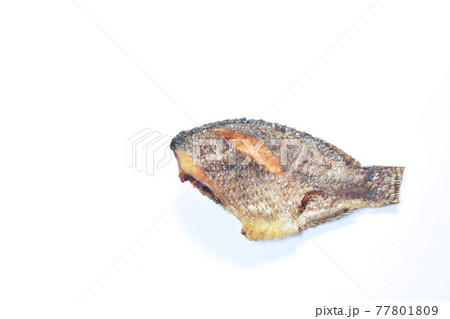deep fried snake skin catfish or gourami on white background deep fried snake skin catfish or gourami on white background 77801809