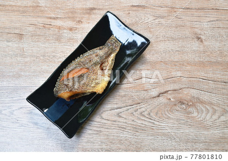 deep fried snake skin catfish or gourami on dish deep fried snake skin catfish or gourami on dish 77801810