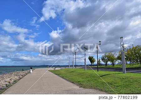 大津湖岸なぎさ公園の市民プラザの写真素材