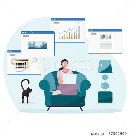 Remote Work Freelance Studying People Home Covid19 77802949