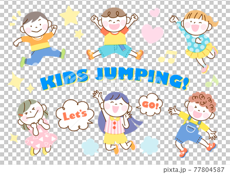 子供たち ジャンプ イラスト セット 77804587