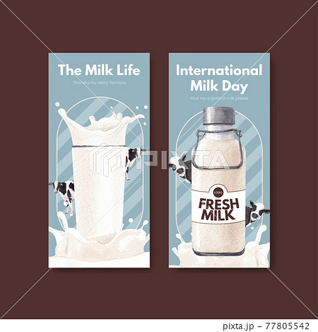 Instagram template with world milk day concept,watercolor style Instagram template with world milk day concept,watercolor style 77805542