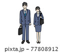 リクルートスーツを着た若い男女の全身像 77808912