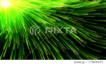 wave of high speed data particle trails. 3D illustration with depth of field blur effect 77809055