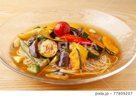 夏野菜の揚げ浸しそうめん 77809207