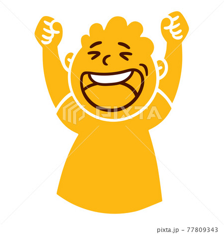 Man with happy emotion. Happy smiling emoji avatar. Portrait of a jubilant person. Cartoon style. Flat design vector illustration. 77809343