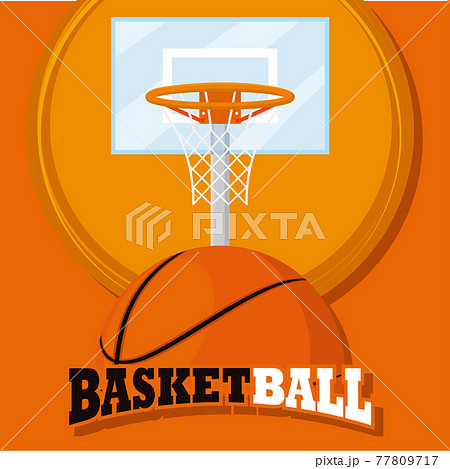 Baketball net an ball in a poster 77809717