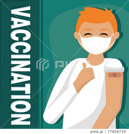 Happy vaccinated man Vaccination time Happy vaccinated man Vaccination time 77809739