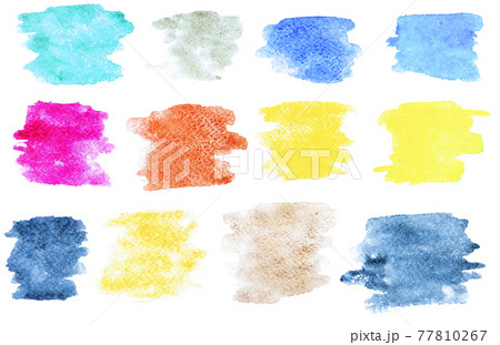 Watercolour background. Abstract watercolor paint pattern set isolated on water color paper texture. Splash ink stain for brush design. Colorful, colourful art wallpaper grunge effect. 77810267