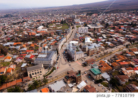 Panoramic aerial view of old Georgian town of Telavi Panoramic aerial view of old Georgian town of Telavi 77810799