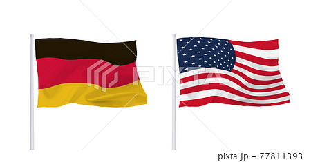 ドイツとアメリカの国旗のイラスト素材