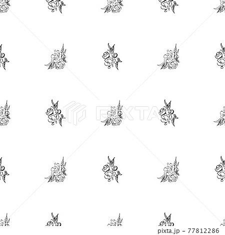 Doodle simple vector seamless pattern of hand-drawn peonies. Seamless pattern of hand-drawn peonies. Isolated on white background. 77812286