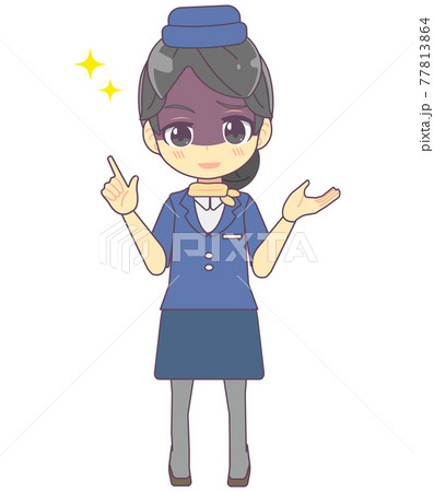 悪だくみをするキャビンアテンダントのイラスト素材 77813864