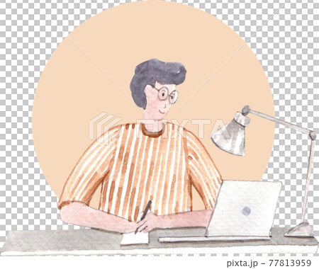 Work from Home with people illustration Watercolor Work from Home with people illustration Watercolor 77813959