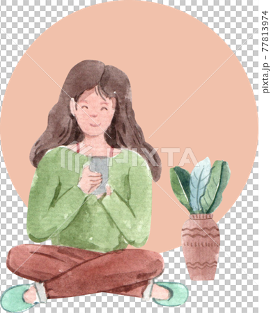Work from Home with people illustration Watercolor Work from Home with people illustration Watercolor 77813974
