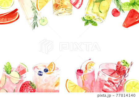 Summer drink frame watercolor 77814140