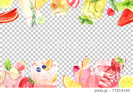 Summer drink frame watercolor 77814140