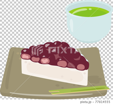 皿に盛った水無月と緑茶 77814555