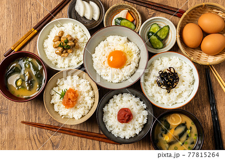 ごはんとおかず Side dishes of rice japanese food ごはんとおかず Side dishes of rice japanese food 77815264