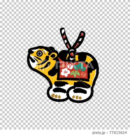 22年 虎の土鈴のイラスト シンプル 和風 手書きのイラスト素材