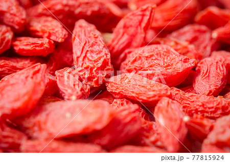 Dried Chinese wolfberries or goji berries. 77815924