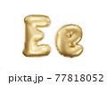 English alphabet made of golden inflatable character. Party decoration, anniversary, celebration, carnival. 3d rendering 77818052